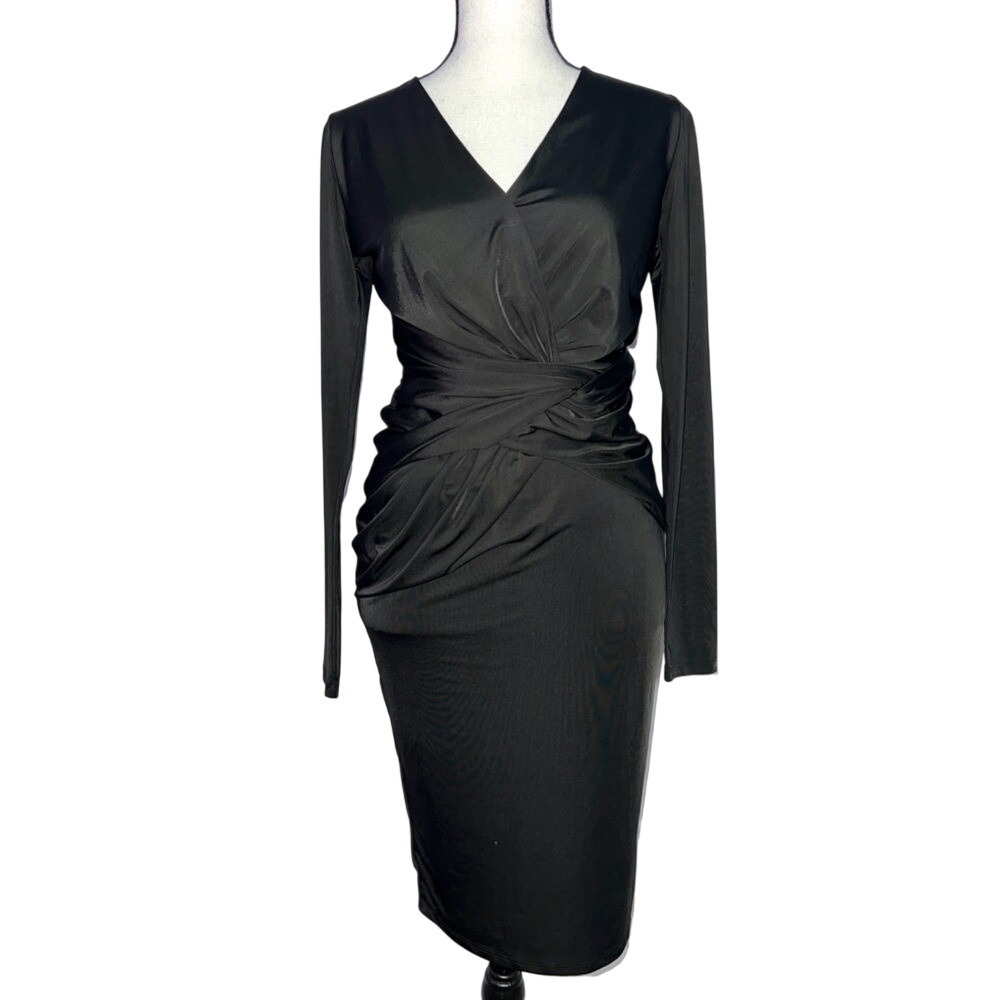 Marciano Evening Dress Size XS Special Event Bodycon Sheath Drape Black